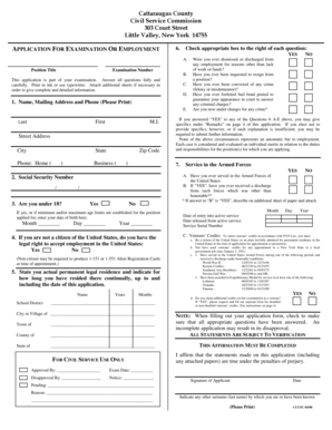 Cattaraugus County Civil Service Employment Application