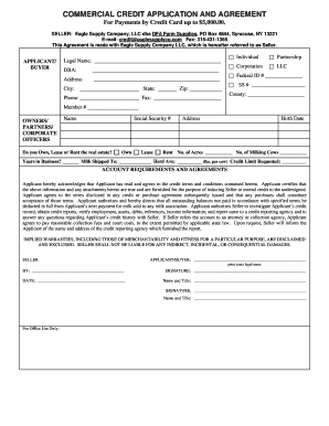 Commercial Credit Application and Agreement