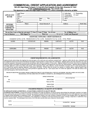 Commercial Credit Application and Agreement