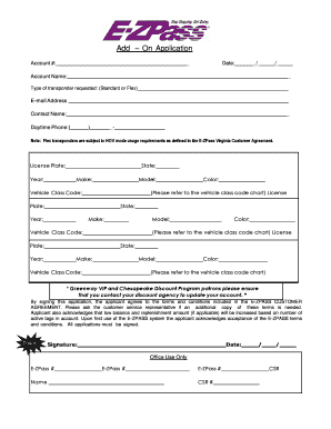 E-ZPass Virginia Transponder Application