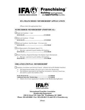 IFA Franchisee Membership Application