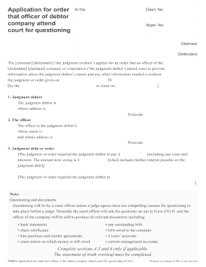 N316A Application for Order