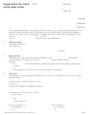 Application for Third Party Debt Order