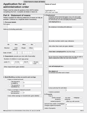 Application for an Administration Order