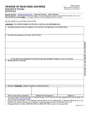 Connecticut Business Address Change Form