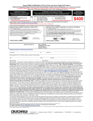 Canon PIXMA Pro9000 Mark II Rebate Form