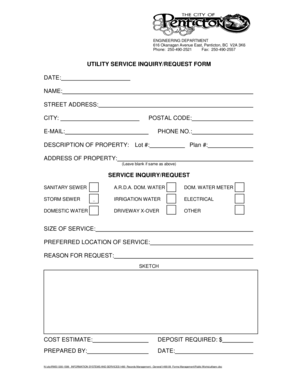 Utility Service Inquiry/Request Form