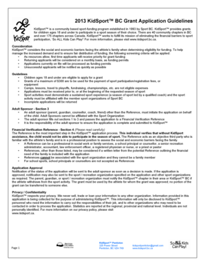 2013 KidSport BC Grant Application