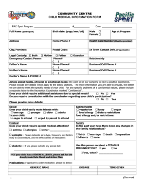 Child Medical Information Form