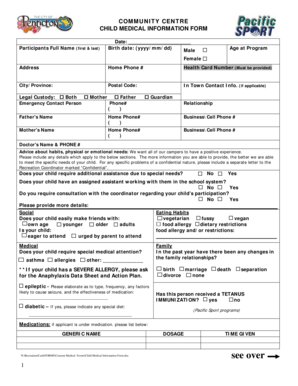 Child Medical Information Form
