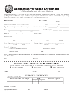 Cross Enrollment Application Form