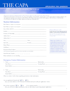 CAPA Application for Admission