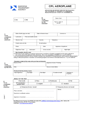 CPL Aeroplane Skill Test Application and Report Form