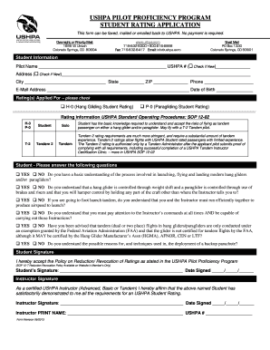 USHPA Pilot Proficiency Program Student Rating Application