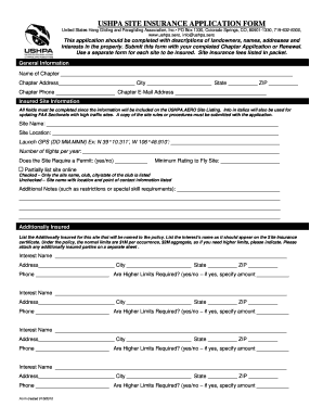 USHPA Site Insurance Application Form