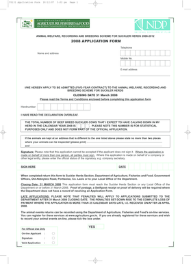 2008 Suckler Herds Application Form