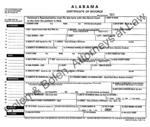 Alabama Certificate of Divorce