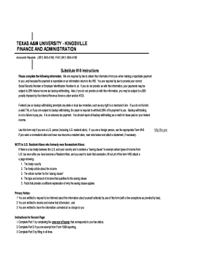 Texas A&M University Substitute W-9 Form