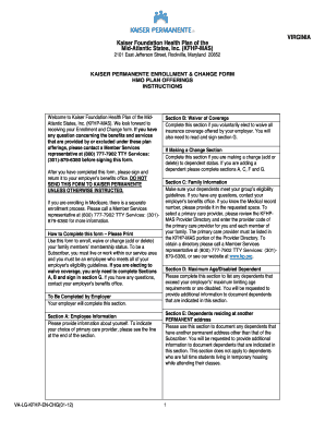 Kaiser Permanente Enrollment & Change Form