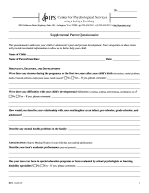 Supplemental Parent Questionnaire