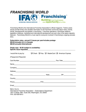 Franchising World Magazine Subscription Form
