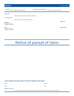 New Zealand Notice of Pursuit of Claim Form
