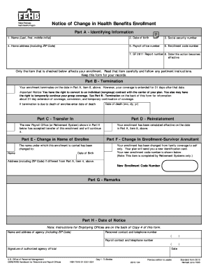 Federal Employees Health Benefits Program Notice of Change