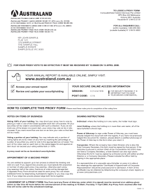 Proxy Form for Australand Meetings