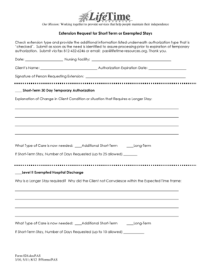 Extension Request for Short Term or Exempted Stays