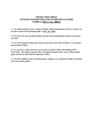 Petition for Restoration of Driver’s License