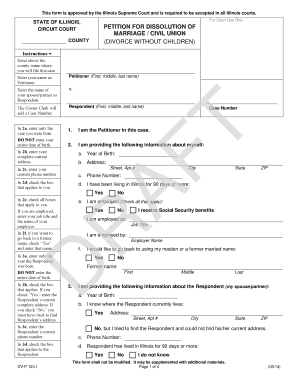 Illinois Petition for Dissolution of Marriage