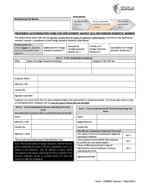 Prescribed Authorisation Form for Employment Agency
