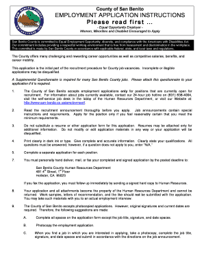 San Benito County Employment Application