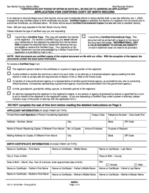 California Birth Certificate Application