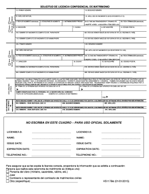 Solicitud de Licencia Confidencial de Matrimonio
