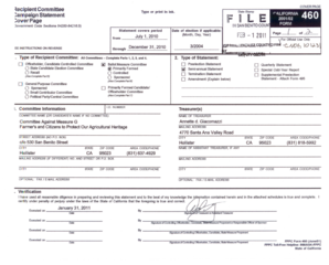 California Form 460 Campaign Disclosure Statement