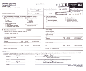 California Form 460 Campaign Disclosure Statement