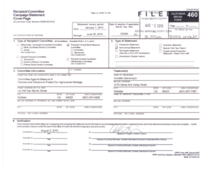 California Form 460 Campaign Statement