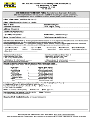 Philadelphia Housing Development Corporation Expression of Interest Form