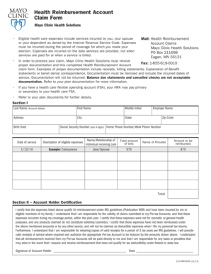 Health Reimbursement Account Claim Form