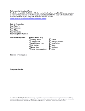 Environmental Complaint Form
