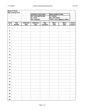 Bag Tracking Form
