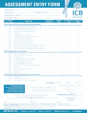 ICB Assessment Entry Form