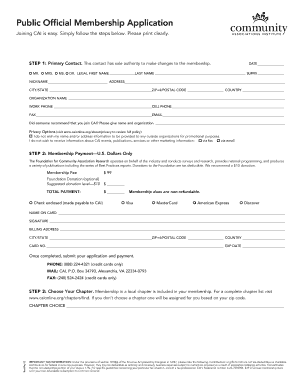 Public Official Membership Application