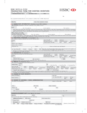 HSBC Mutual Fund Transaction Form
