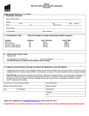 Markel National Public School Accident Application