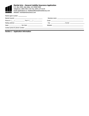 Martial Arts General Liability Insurance Application