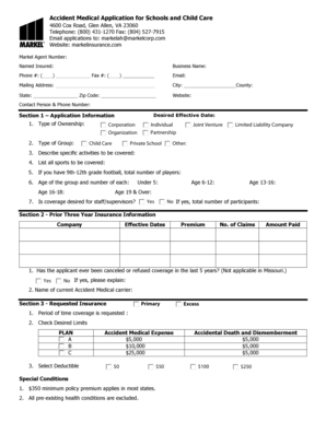 Accident Medical Application for Schools and Child Care