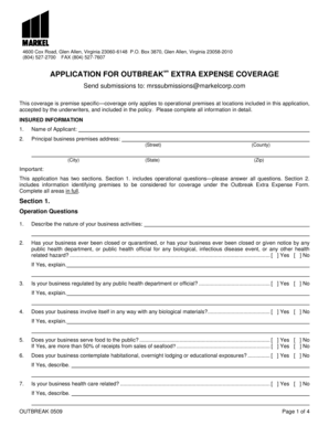 Outbreak Extra Expense Coverage Application