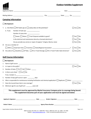 Outdoor Activities Supplement Form